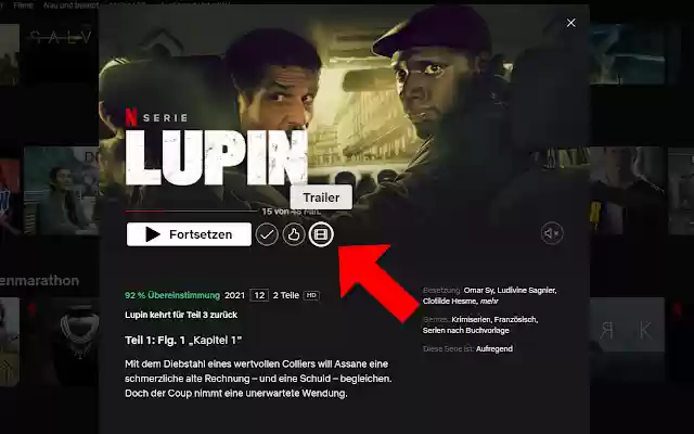 Netflix trailers  from Chrome web store to be run with OffiDocs Chromium online