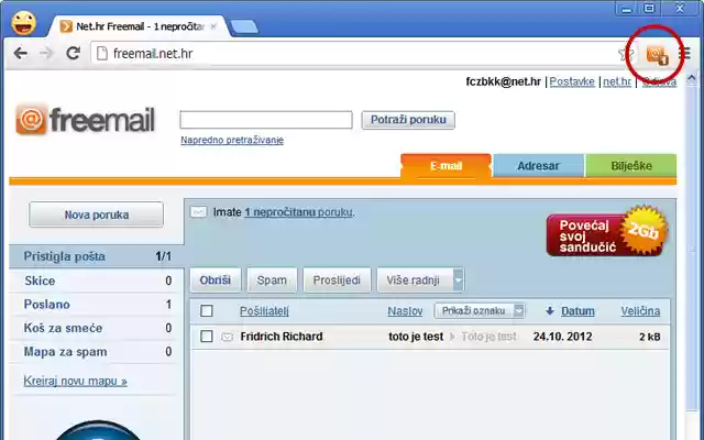 Net.hr Freemail  from Chrome web store to be run with OffiDocs Chromium online
