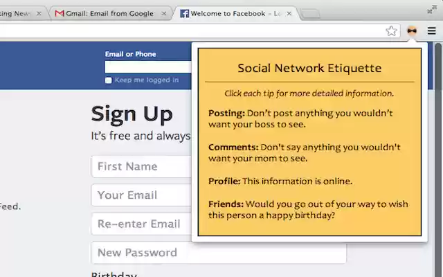Netiquette  from Chrome web store to be run with OffiDocs Chromium online