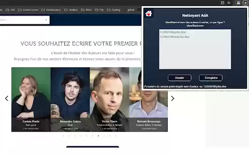 NettoyantAda  from Chrome web store to be run with OffiDocs Chromium online