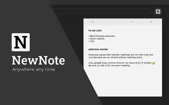NewNote  from Chrome web store to be run with OffiDocs Chromium online