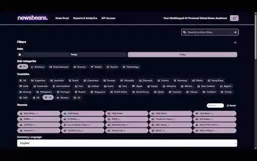 NewsBeans.in Sidebar  from Chrome web store to be run with OffiDocs Chromium online