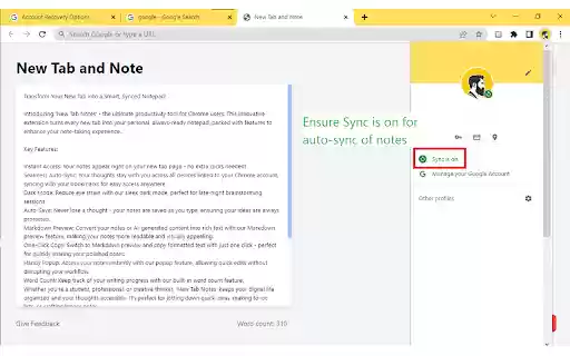 New Tab and Note  from Chrome web store to be run with OffiDocs Chromium online