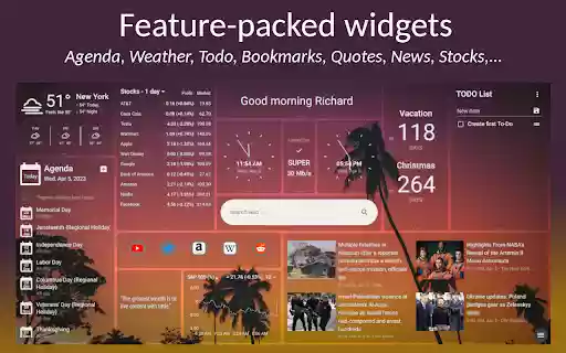New Tab Page Extension  from Chrome web store to be run with OffiDocs Chromium online