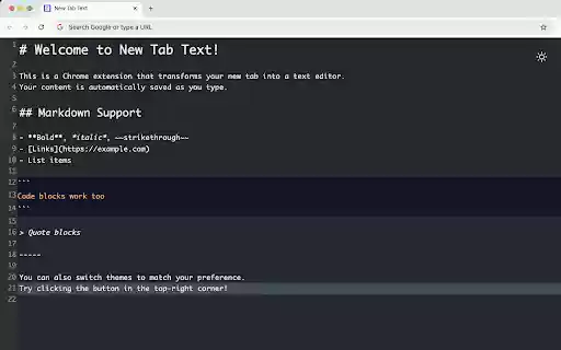 New Tab Text  from Chrome web store to be run with OffiDocs Chromium online