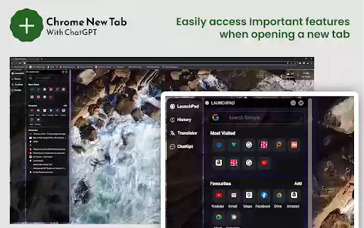 Nouvel onglet avec ChatGPT pour Chrome™ du Chrome Web Store à exécuter avec OffiDocs Chromium en ligne