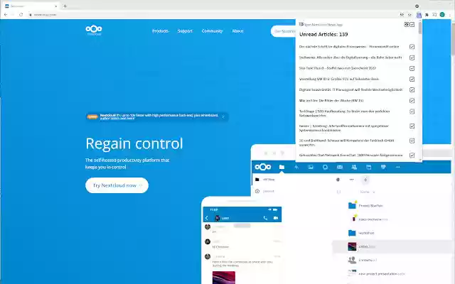 Nextcloud News Checker  from Chrome web store to be run with OffiDocs Chromium online