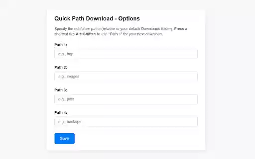 Next Download Path Quick Select  from Chrome web store to be run with OffiDocs Chromium online