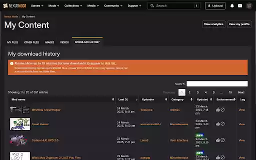 Nexus Mods Update Checker by History from Chrome web store to be run with OffiDocs Chromium online Nexus Mods Update Checker by History from Chrome web store to be run with OffiDocs Chromium online