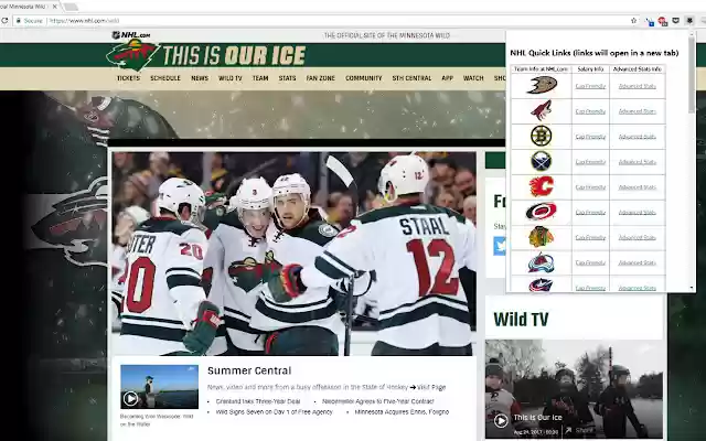 NHL Quick Links  from Chrome web store to be run with OffiDocs Chromium online