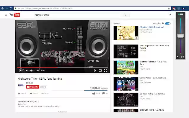 Nightcorer  from Chrome web store to be run with OffiDocs Chromium online
