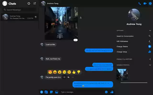 Nightmode Messenger  from Chrome web store to be run with OffiDocs Chromium online