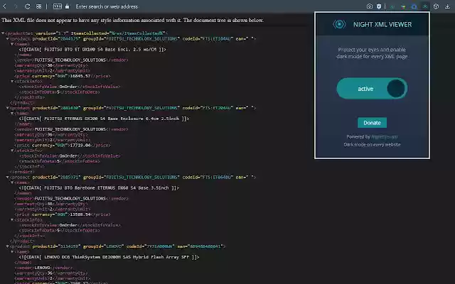 Night XML dark mode XML viewer from Chrome web store to be run with OffiDocs Chromium online Night XML dark mode XML viewer from Chrome web store to be run with OffiDocs Chromium online