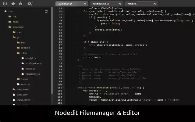 Nodedit  from Chrome web store to be run with OffiDocs Chromium online