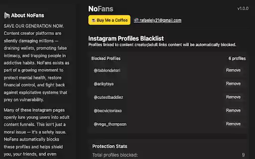 NoFans — Block OnlyFans Content  from Chrome web store to be run with OffiDocs Chromium online