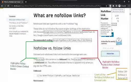 Nofollow Link Hunter  from Chrome web store to be run with OffiDocs Chromium online