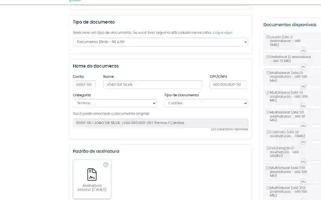Nomear Documentos Portal de Assinaturas  from Chrome web store to be run with OffiDocs Chromium online