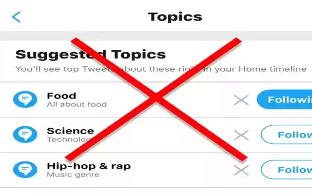 No More Twitter Topics  from Chrome web store to be run with OffiDocs Chromium online