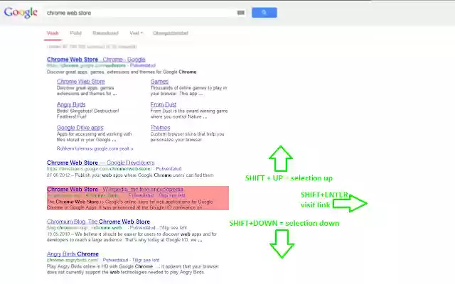 No Mouse Search Navigation  from Chrome web store to be run with OffiDocs Chromium online