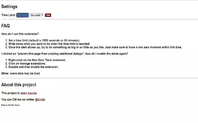 Non Zero Timer  from Chrome web store to be run with OffiDocs Chromium online