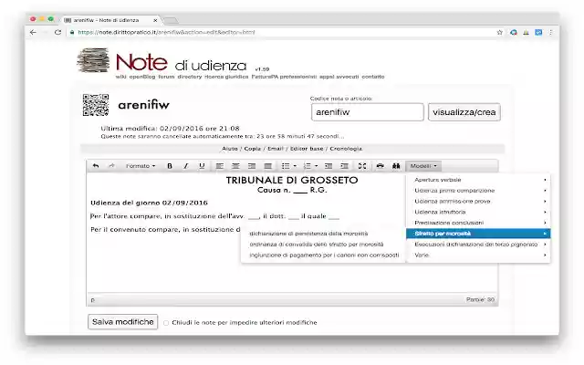 Note di udienza from Chrome web store to be run with OffiDocs Chromium online Note di udienza from Chrome web store to be run with OffiDocs Chromium online