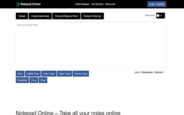 Notepad++ online  from Chrome web store to be run with OffiDocs Chromium online