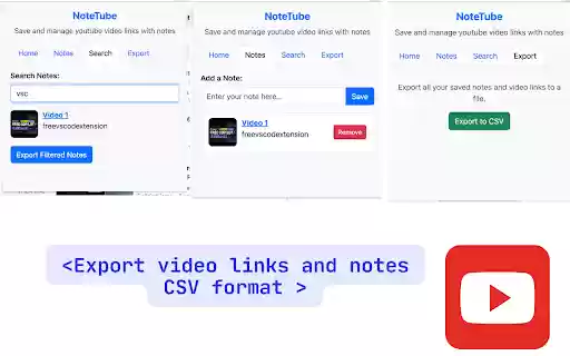 NoteTube  from Chrome web store to be run with OffiDocs Chromium online