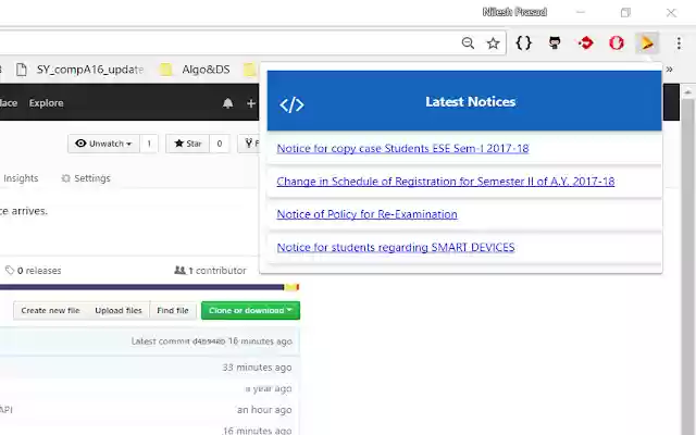 NoticeFeed VITPune を Chrome ウェブストアから OffiDocs Chromium online で実行する