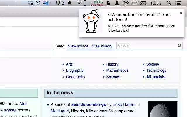 Notifier for Reddit  from Chrome web store to be run with OffiDocs Chromium online