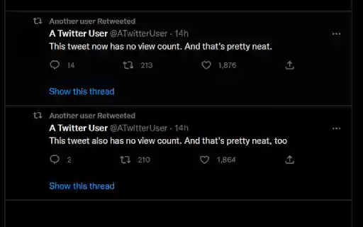 No Tweet Views  from Chrome web store to be run with OffiDocs Chromium online