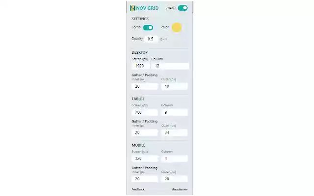 NOV Grid Responsive grid overlay  from Chrome web store to be run with OffiDocs Chromium online