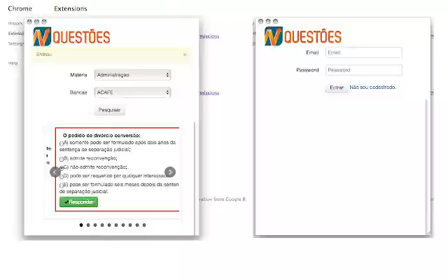 NQuestões  from Chrome web store to be run with OffiDocs Chromium online