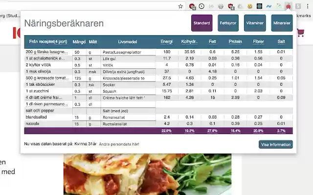 Näringsberäknaren from Chrome web store to be run with OffiDocs Chromium online Näringsberäknaren from Chrome web store to be run with OffiDocs Chromium online