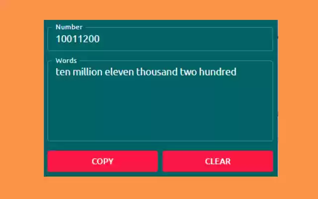Number to Words  from Chrome web store to be run with OffiDocs Chromium online