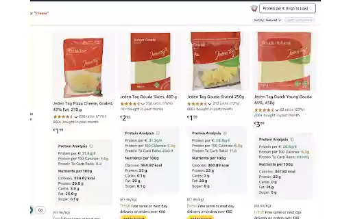 NutriData Product Nutrition Analyzer for REWE  amazon  from Chrome web store to be run with OffiDocs Chromium online