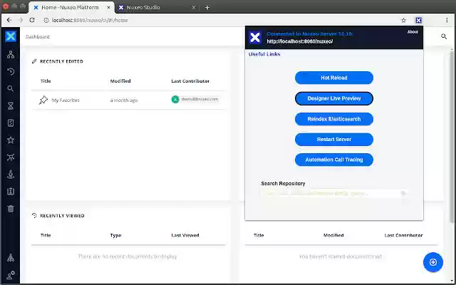 Nuxeo Dev Tools dal Chrome Web Store da eseguire con OffiDocs Chromium online