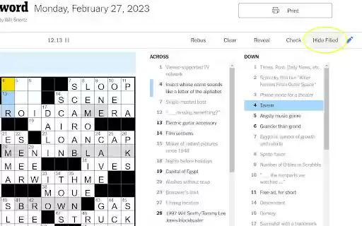 NYT Crossword Clue Hider from Chrome web store to be run with OffiDocs Chromium online NYT Crossword Clue Hider from Chrome web store to be run with OffiDocs Chromium online