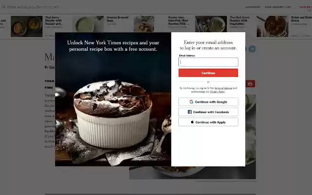 NYTimes Free Cooking  from Chrome web store to be run with OffiDocs Chromium online
