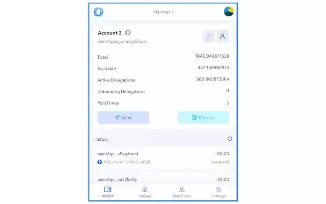 Oasis Wallet  from Chrome web store to be run with OffiDocs Chromium online