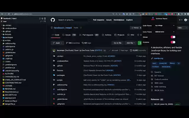Octotree Theme  from Chrome web store to be run with OffiDocs Chromium online