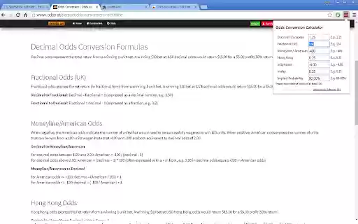 Odds conversion from Chrome web store to be run with OffiDocs Chromium online Odds conversion from Chrome web store to be run with OffiDocs Chromium online