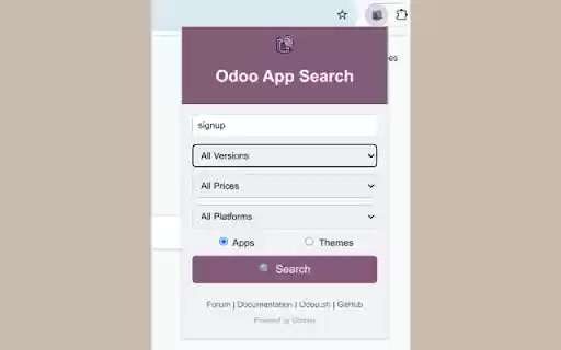 Odoo App Store Search Powered by Odonity  from Chrome web store to be run with OffiDocs Chromium online