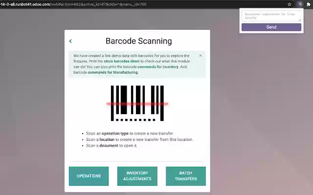 Odoo Barcode  from Chrome web store to be run with OffiDocs Chromium online