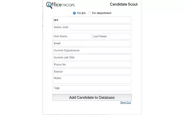 OfficeTroops Candidate Scout  from Chrome web store to be run with OffiDocs Chromium online