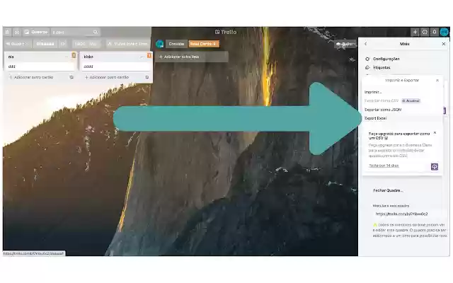 Official Export Excel for Trello  from Chrome web store to be run with OffiDocs Chromium online