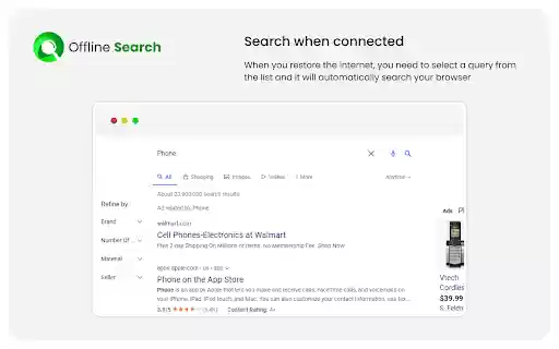 Offline Search  from Chrome web store to be run with OffiDocs Chromium online