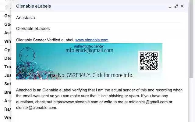 Olenable Email eLabels  from Chrome web store to be run with OffiDocs Chromium online