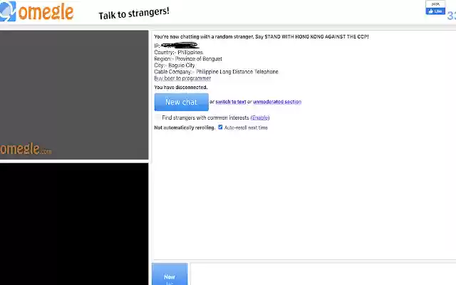 Omegle IP locator  from Chrome web store to be run with OffiDocs Chromium online