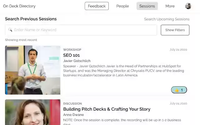 On Deck Sessions  from Chrome web store to be run with OffiDocs Chromium online