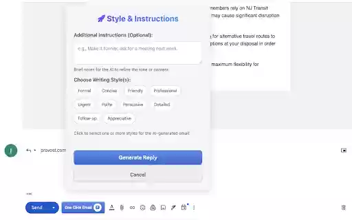 One Click Email  from Chrome web store to be run with OffiDocs Chromium online